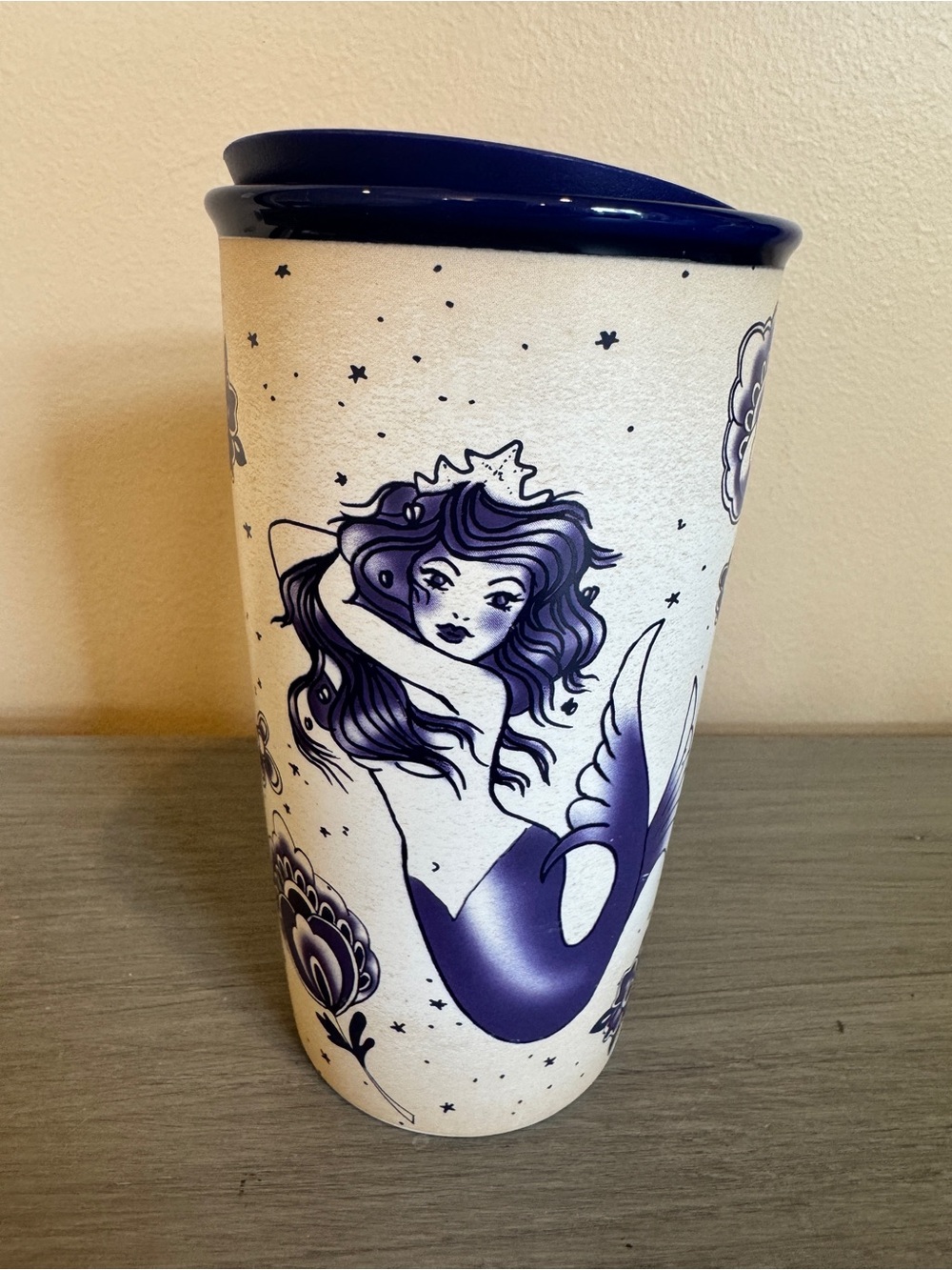 Starbucks Blue Purple Siren Sailor Mermaid Tattoo 2016 Ceramic Mug Tumbler 12 Oz